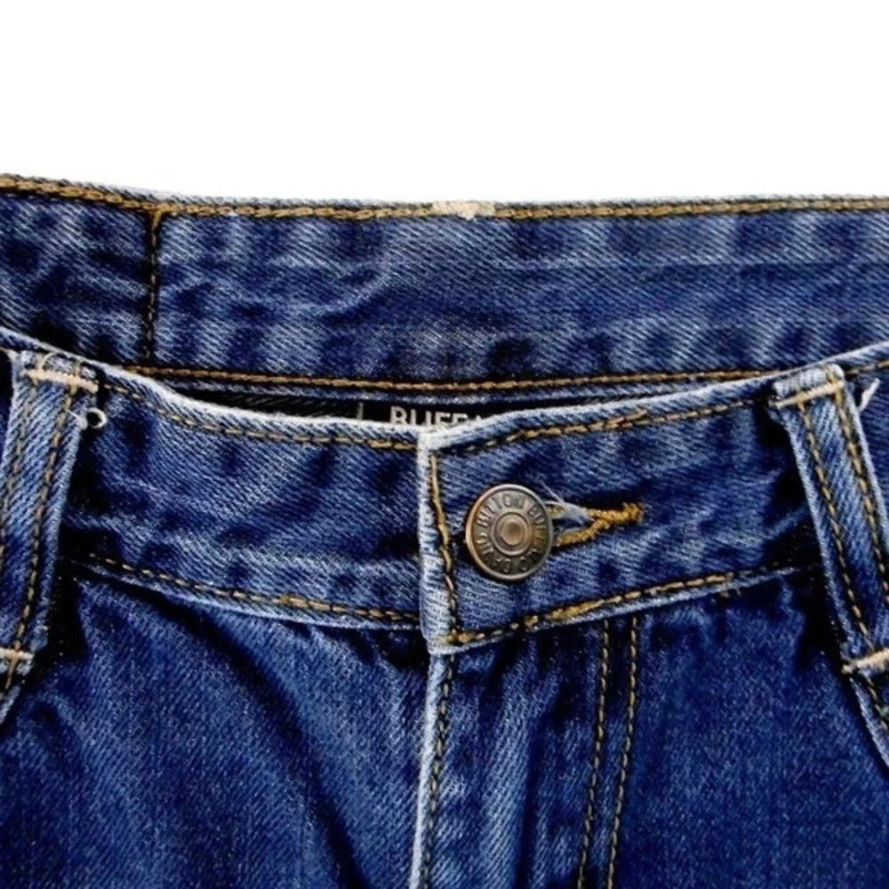 Buffalo‎ David Bitton Jeans Girls 14 Blue Denim Straight Leg Zip Distressed